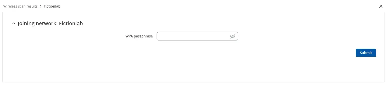 Network joining window